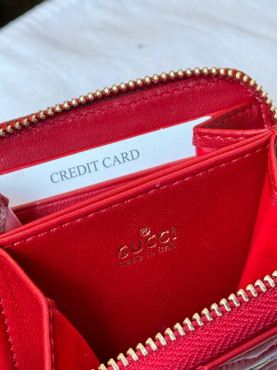 Leather Mini Zippy Wallet (Red)