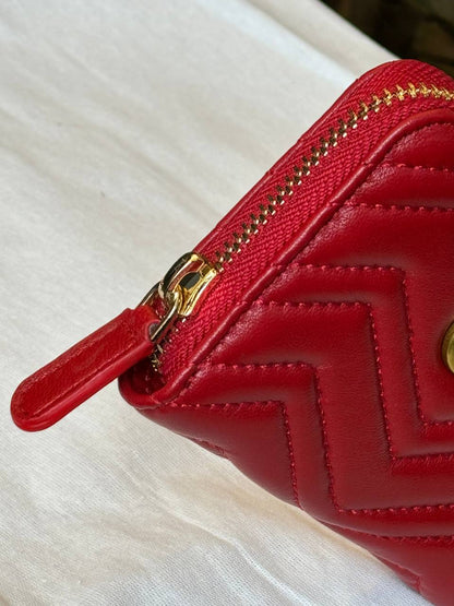 Leather Mini Zippy Wallet (Red)